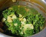 A picture of step 3 of Shalgam Palak Gosht.