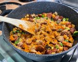 Une image de l'étape 13 de Riz aux chorizos, aubergine et poivron.