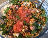 Une image de l'étape 8 de Salade de lentilles au bœuf,tomates,carottes et pissenlit.