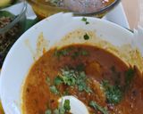 A picture of step 1 of Dal, Rice, Mushroom subji, bean, karala.