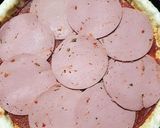 A picture of step 3 of Chicken Mortadella Cheetos pizza😋👍.