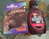 A picture of step 1 of Hershey's chocolate and cocoa thick shake.