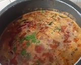 A picture of step 4 of Banglore style vegetable pulao (veg tomato bath) and mosru bajji.
