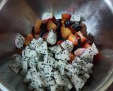 A picture of step 1 of Dragon fruit salsa.