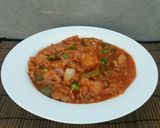 A picture of step 7 of Chicken manchurian with garlic ginger rice🍚🐔.