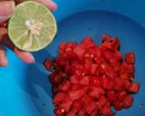 A picture of step 2 of Fish with Spicy tomato watermelon salsa.