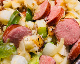 A picture of step 4 of Hash Brown Sausage Hash.