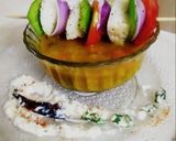 A picture of step 4 of Idli tikka with sambar dip.