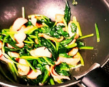 A picture of step 4 of Spinach, Sausage, and Egg Stir-Fry with Butter Soy Sauce.