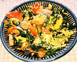 A picture of step 6 of Spinach, Sausage, and Egg Stir-Fry with Butter Soy Sauce.