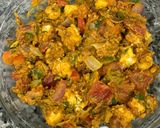 A picture of step 3 of Paneer Tikka Tortilla wrap.
