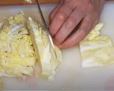 A picture of step 1 of Coleslaw salad with plant-based dressing.