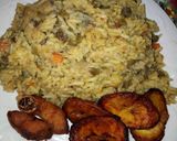 A picture of step 5 of Coconut Rice, Fried Plantain with Fried Turkey.