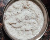 A picture of step 4 of Sabudana Idiyappam with sweet coconut chutney.