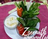 A picture of step 6 of Vegetable Sticks with Spiced Yoghurt Dip.