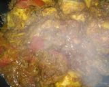 A picture of step 5 of Chicken curry with white rice.