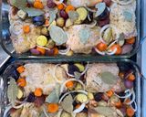 A picture of step 4 of Mare’s Chicken with Potatoes and Peas.