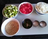 A picture of step 32 of Puri, batata rassa, Masalebhat, shrikhand & Koshimbir.
