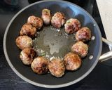 A picture of step 4 of Tsukune (Japanese style turkey meatballs).