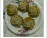 A picture of step 5 of Rose shape Tikki with Mayo Deep from left over aloo matar Subji.