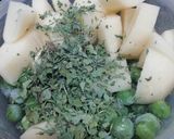 A picture of step 1 of Methi Matar Aloo curry.