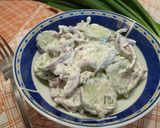 A picture of step 3 of Cucumber Salad with Yogurt Dressing.