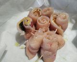 A picture of step 2 of Chicken Roll-Ups with Pea Cream Sauce.
