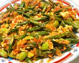 Foto langkah ke 6 dari resep Tumis Pete Kacang panjang Teri Telur Pedas.