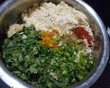 A picture of step 1 of Kothimbir vadi (coriander vadi).