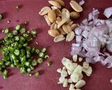 A picture of step 1 of Thecha filled Aloo Pakora Chaat.