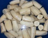 A picture of step 1 of Matoke in groundnut sauce.