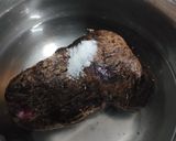 A picture of step 1 of Purple yam halwa with coconut milk.