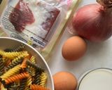 Foto del paso 1 de la receta Espirales con panceta salada ibérica, para comer en familia