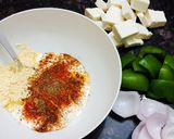 A picture of step 1 of Paneer tikka masala in paalak gravy.