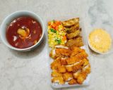 Foto langkah ke 6 dari resep Chicken katsu, crispy potato, mushroom hot sous, cheese egg sous.