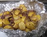 A picture of step 4 of Baked Potatoes with sautee onion rings #Bakedsnackchallenge.