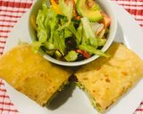 A picture of step 1 of Roti serve with green salad.
