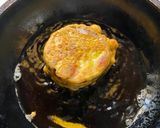 A picture of step 6 of Aubergine dipped in Besan or Chickpea flour / Pur Bhora Begun Bhaaja in Thakurbari style.