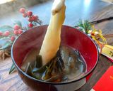 A picture of step 7 of 2020 Japanese New Year Soup (my family).