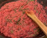 A picture of step 4 of Beetroot, goat’s cheese and rocket risotto.