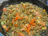 Persian beef and lentils topped with feta