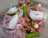 A picture of step 1 of Seekh Kebab.