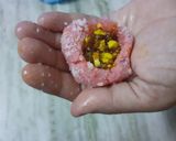 A picture of step 5 of Rose Ladoos with Gulkand Stuffing.