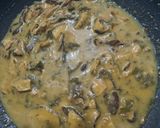 A picture of step 6 of Spaghetti with Miso Cream, Shiitake Mushrooms, and Crushed Hazelnuts.