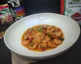 Foto langkah ke 3 dari resep Udang Saus tiram Pedas bawang Bombay.