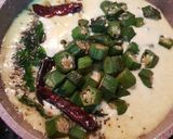 A picture of step 6 of Ladiesfinger moor kulambhu Okra Yoghurt curry.