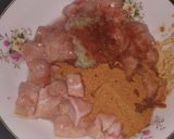 A picture of step 1 of Chicken tikka boti stick.