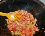 A picture of step 4 of Egg kothu chapati.