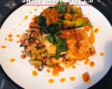 A picture of step 6 of Pan-Fried Smoked Paprika Cod. Served with Pineapple Salsa+Herby Potatoes+Broccoli.