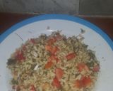 A picture of step 4 of Kwadon zogale and rice.